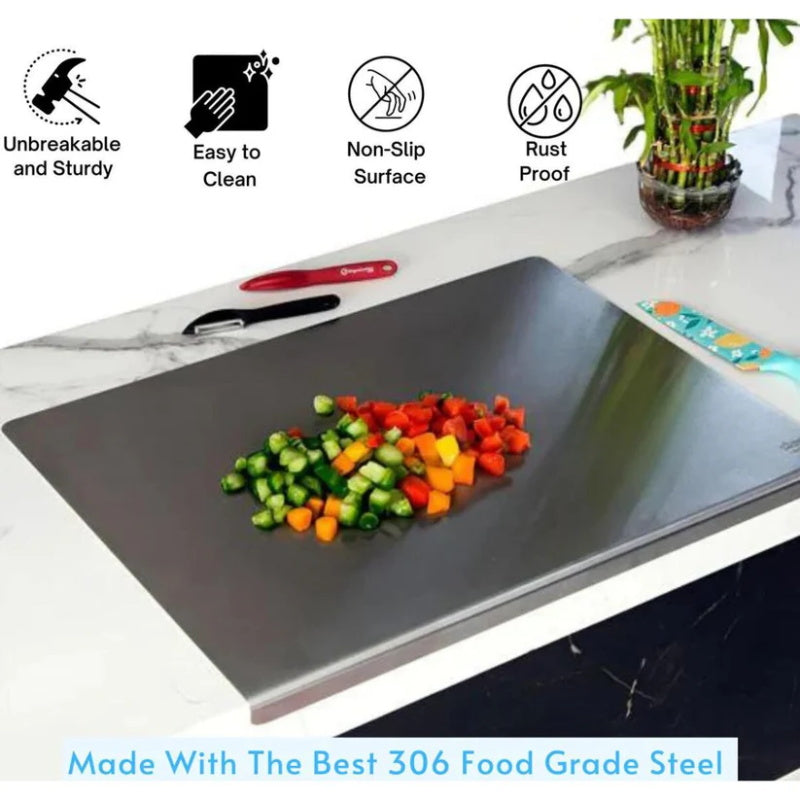 🛍️ 50% Off – 304 Stainless Steel Cutting Board – Durable, Easy to Clean & Perfect for Kitchen, Baking & Meat Preparation 🔪