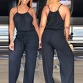 Women's Sleeveless Drawstring Waist Summer Jumpsuit