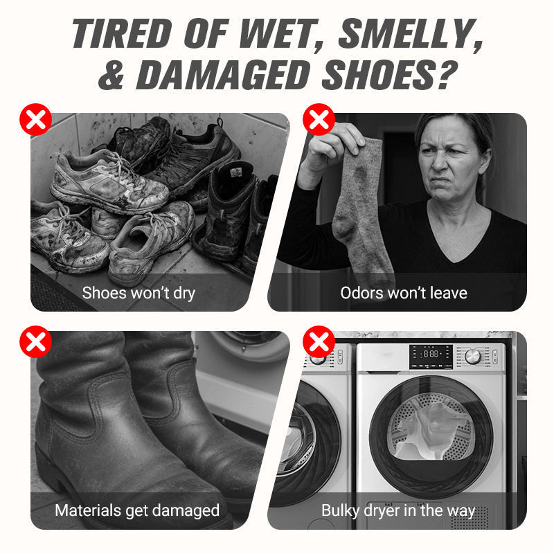 🥳2026 HOT SALE🥳💞50K+ SOLD!👟🌧️ 50% OFF! Portable Electric Shoe Dryer – Dries wet shoes overnight. Kills odor-causing bacteria. Perfect for rainy British weather. 🔋☔