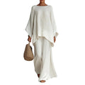 Women's Loose Fit Long Sleeve Top & Wide Leg Pants Set