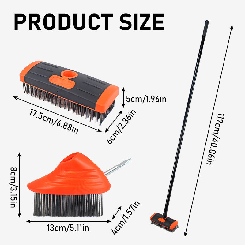 3-in-1 Weed Wire Brush Set – Durable Steel Brushes, Ergonomic Handle & Ideal for Patios, Driveways & Garden Paths 🏡
