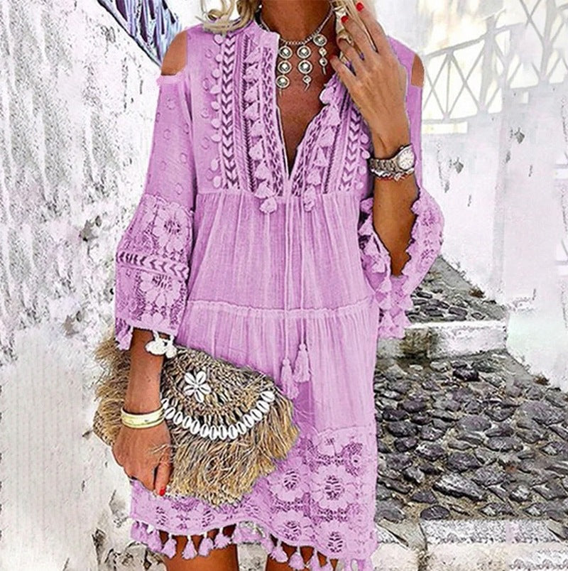 🌸👗Women's Loose Cotton Linen Embroidered Dress