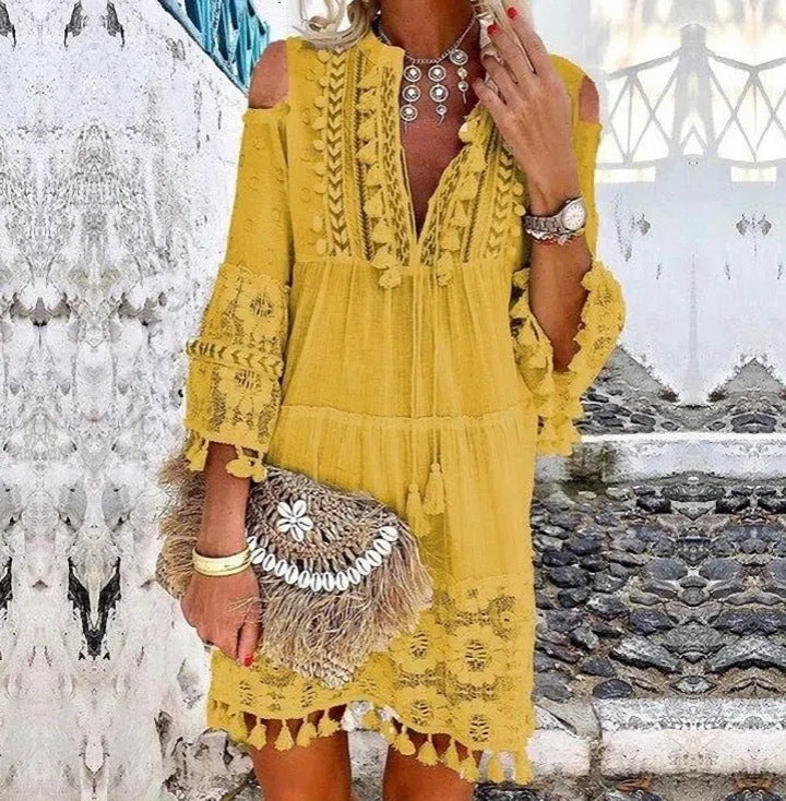 🌸👗Women's Loose Cotton Linen Embroidered Dress