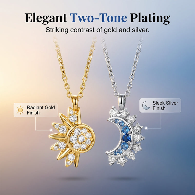 📢📢50% OFF !! ⏰Sun and Moon Pendant Necklace with Rhinestones