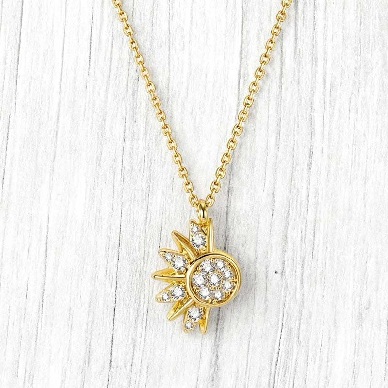 📢📢50% OFF !! ⏰Sun and Moon Pendant Necklace with Rhinestones