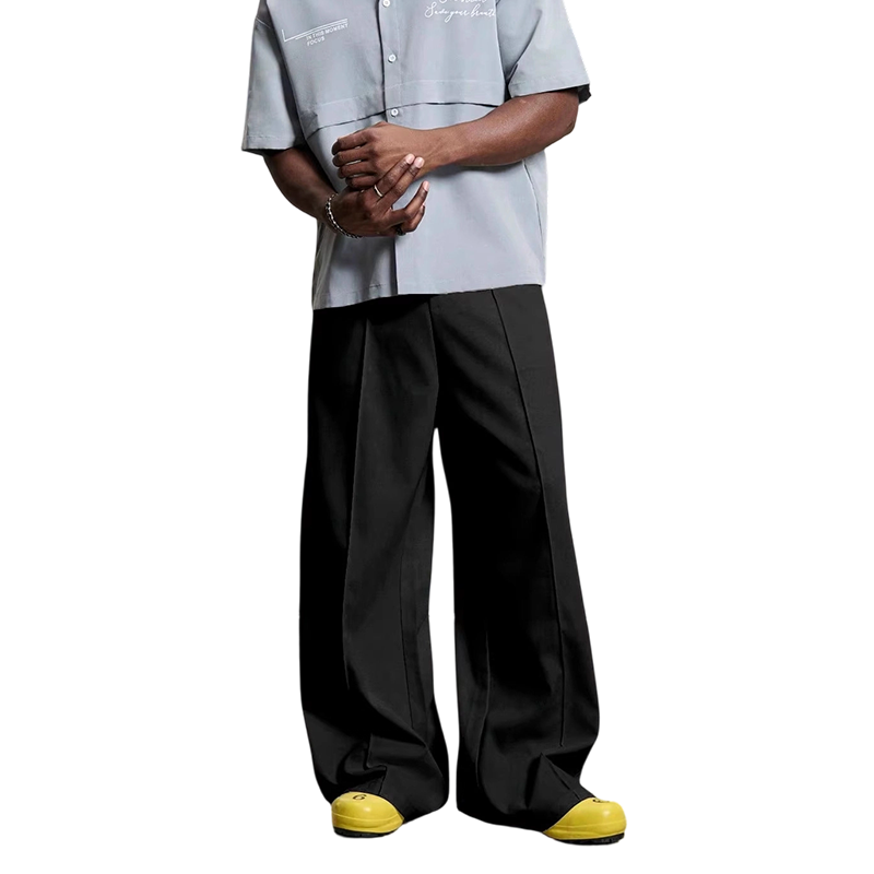 Men's Minimalist Wide-Leg Pants-Structured Seams & Premium Fabric