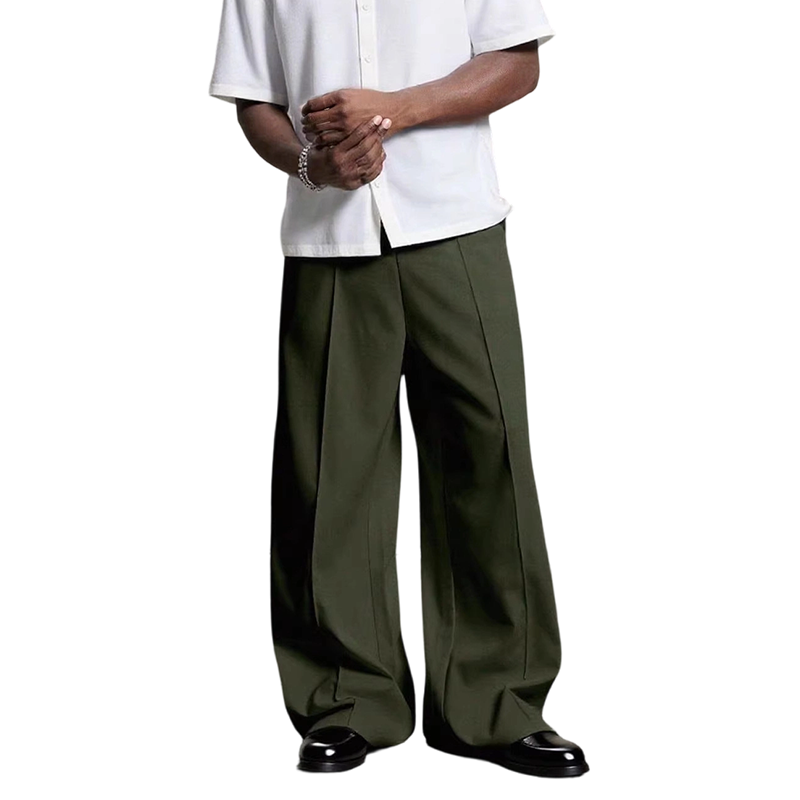 Men's Minimalist Wide-Leg Pants-Structured Seams & Premium Fabric