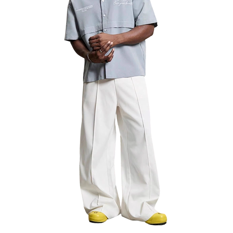 Men's Minimalist Wide-Leg Pants-Structured Seams & Premium Fabric