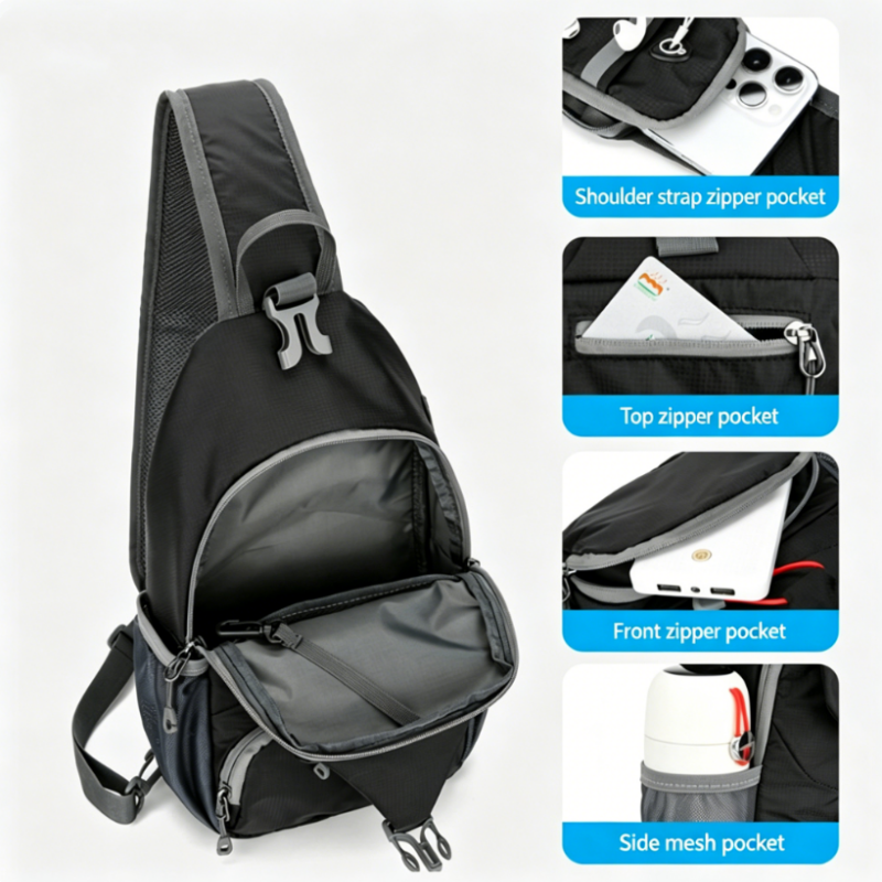 🎒 50% OFF NOW! 💧 Men's Outdoor Sling Bag – Multi-Pocket, Water-Resistant & Breathable – Perfect for Travel & Daily Use ✨