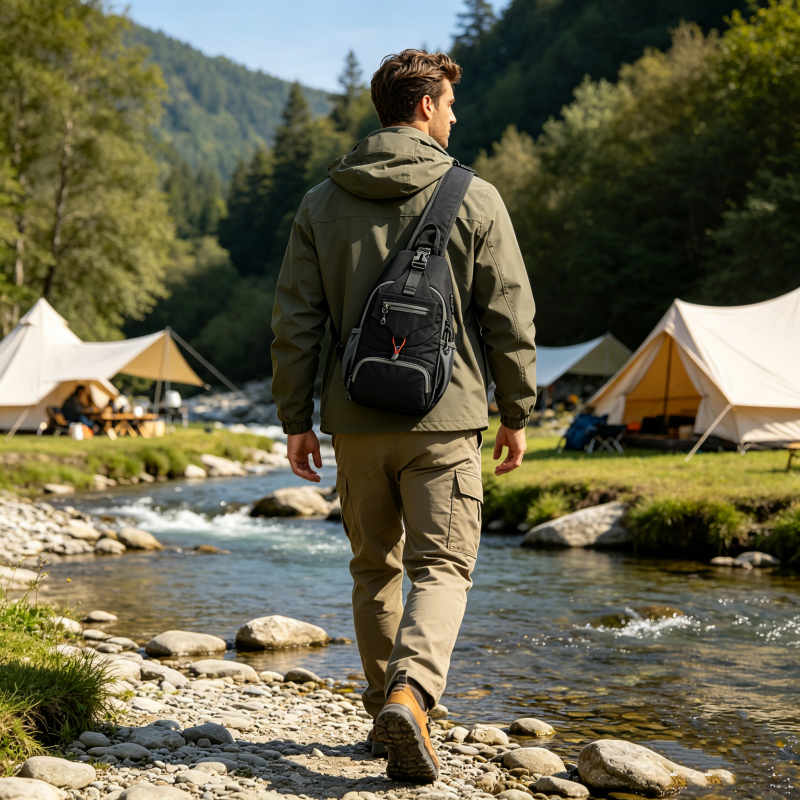 🎒 50% OFF NOW! 💧 Men's Outdoor Sling Bag – Multi-Pocket, Water-Resistant & Breathable – Perfect for Travel & Daily Use ✨