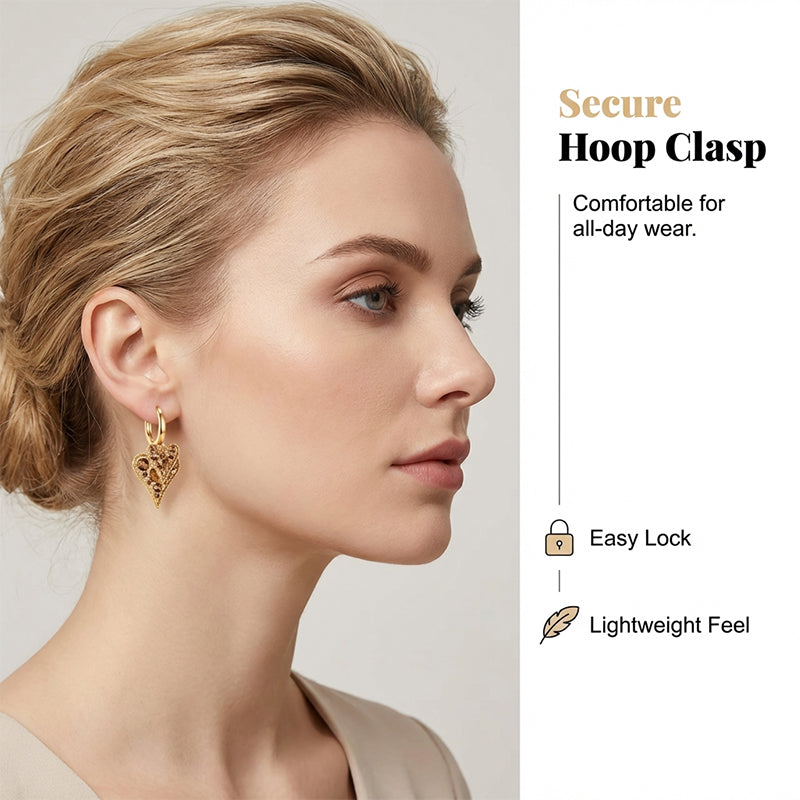 📢📢50% OFF !! ⏰Elegant Sparkling Heart Hoop Earrings