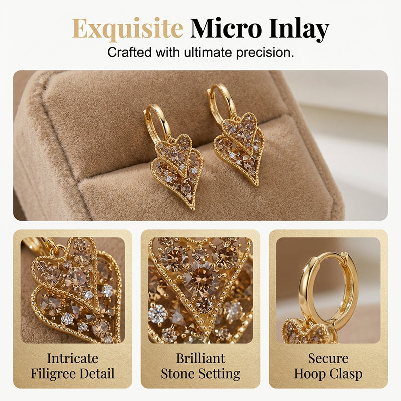 📢📢50% OFF !! ⏰Elegant Sparkling Heart Hoop Earrings