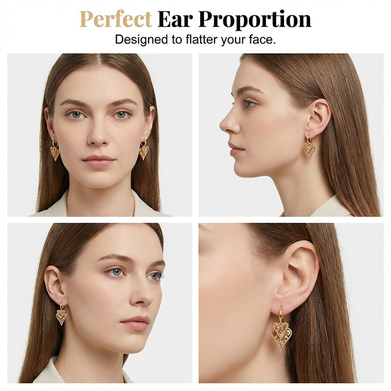 📢📢50% OFF !! ⏰Elegant Sparkling Heart Hoop Earrings