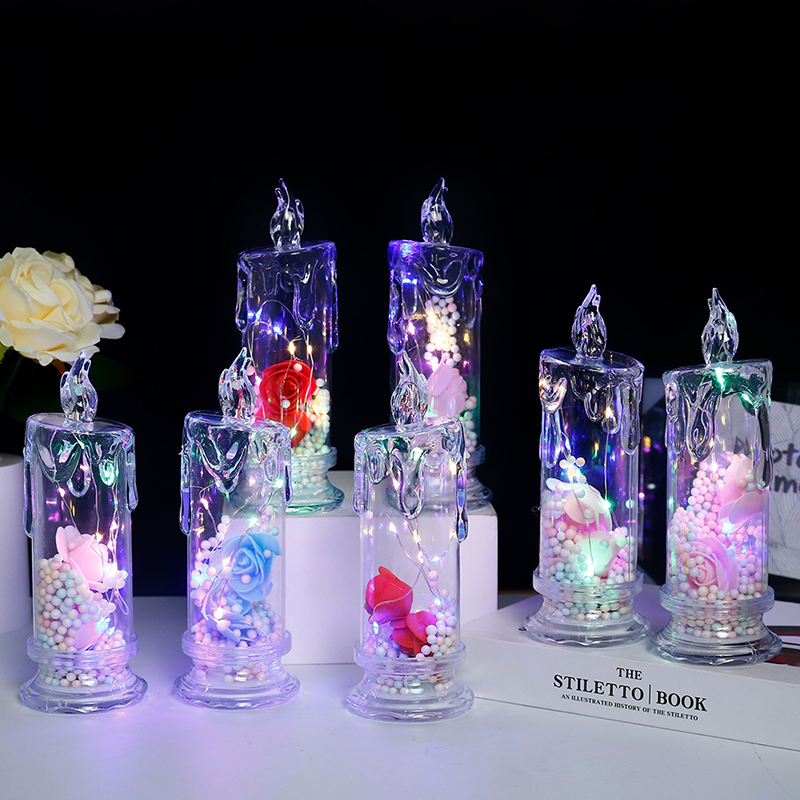 LED Rose Flower Light Candle