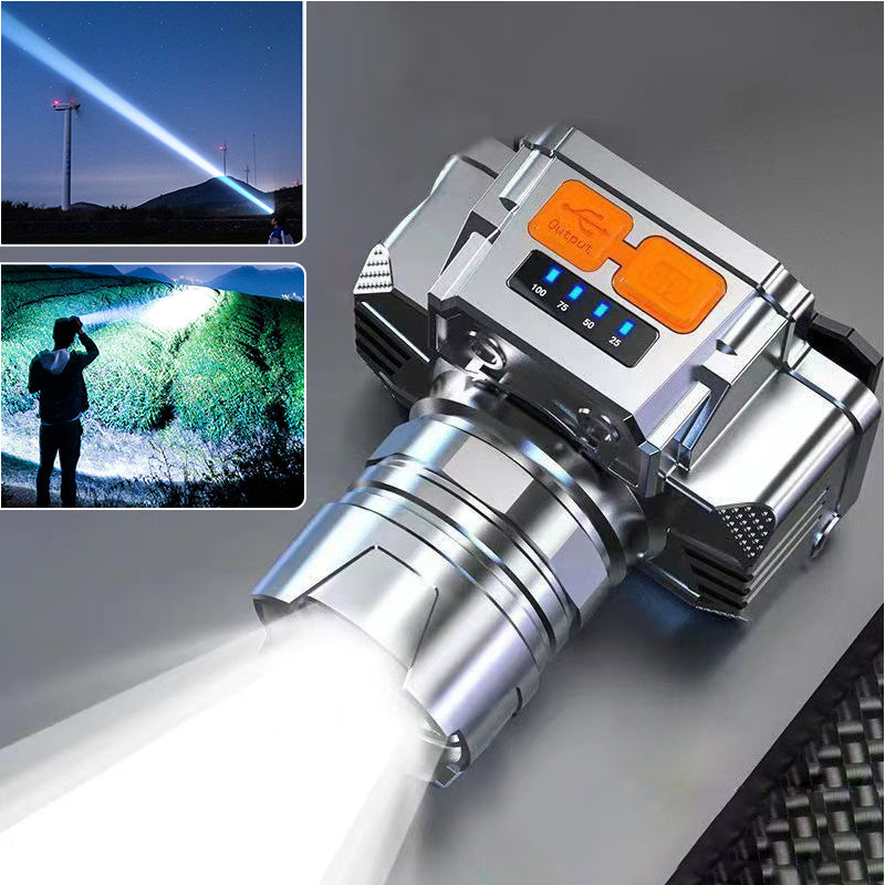 🎁🐟 [Bright Gift] Portable Waterproof Smart LED Headlamp – Outdoor Fishing Essential, Motion Sensor, USB Charging. Hands-Free & Reliable! 🔦💧✨