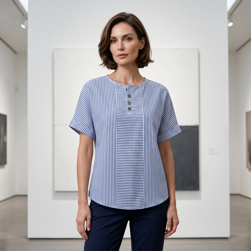📢📢50% OFF !! ⏰Women's Casual Striped Henley Shirt