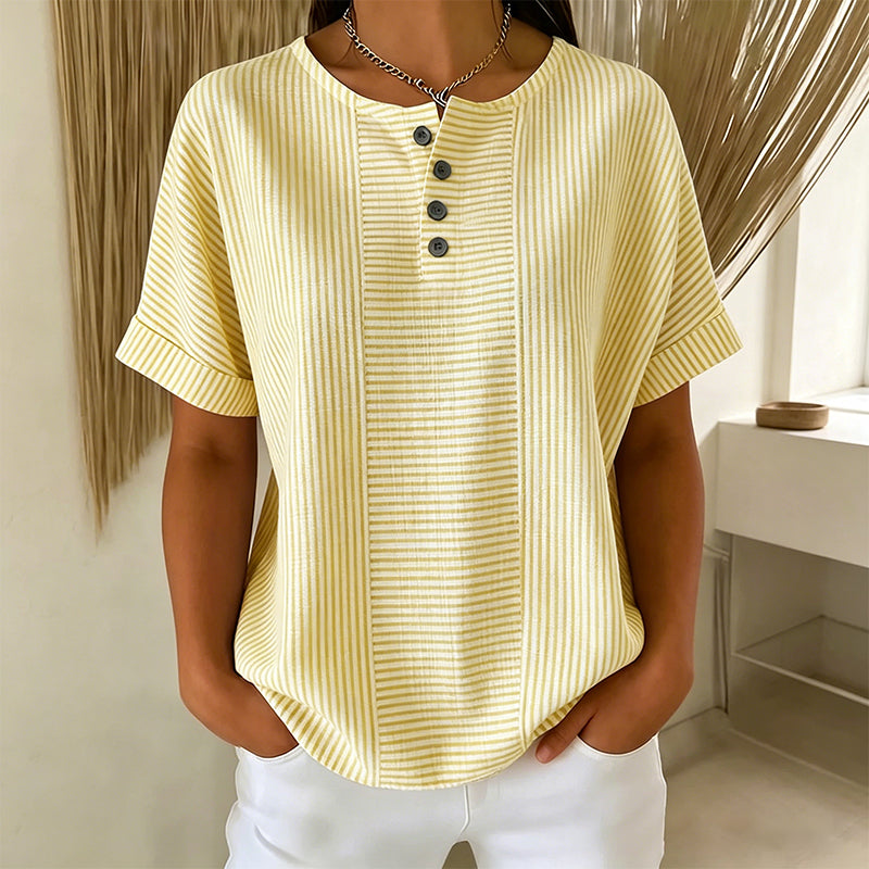 📢📢50% OFF !! ⏰Women's Casual Striped Henley Shirt