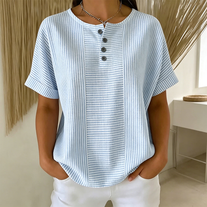📢📢50% OFF !! ⏰Women's Casual Striped Henley Shirt