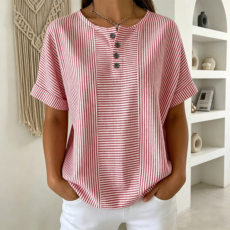 📢📢50% OFF !! ⏰Women's Casual Striped Henley Shirt