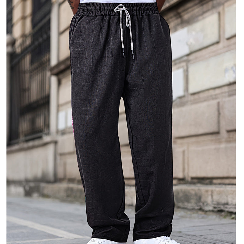 Men's Plus Size Plaid Drawstring Trousers