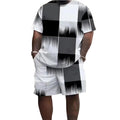 Men's Abstract Print T-Shirt & Shorts Set