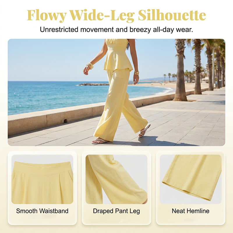 Summer Wide-Leg Pant and Peplum Top Set