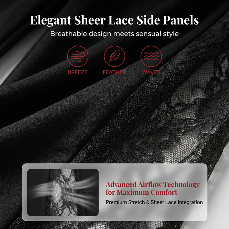 Women's Ruched Lace Panel Flare Pants