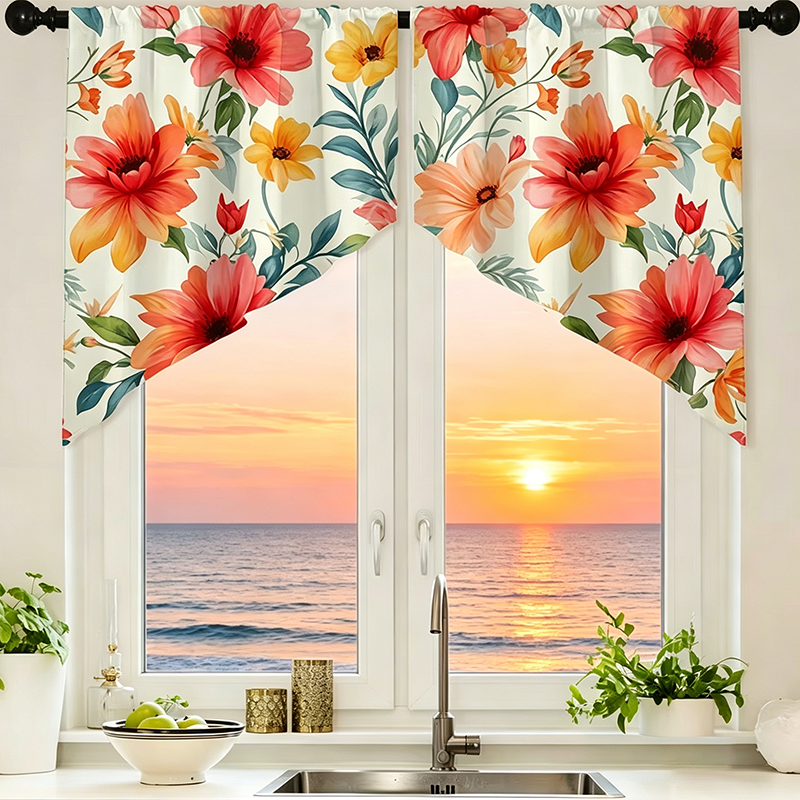 🌿 Botanical Print Rod Pocket Window Curtains 🌸
