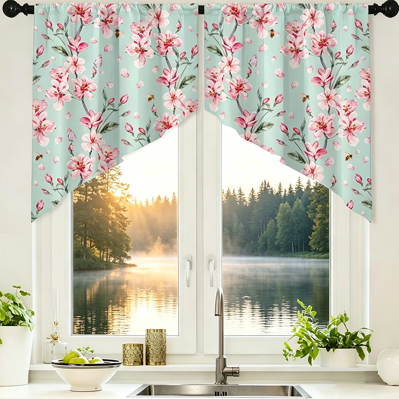 🌿 Botanical Print Rod Pocket Window Curtains 🌸