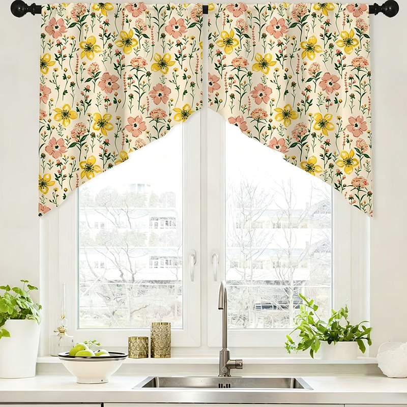 🌿 Botanical Print Rod Pocket Window Curtains 🌸