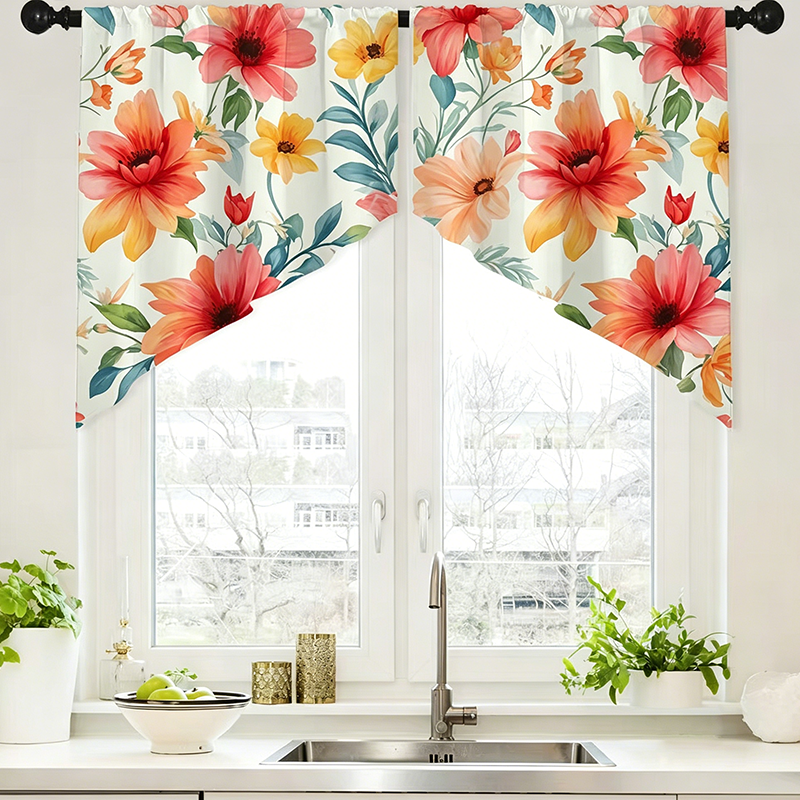 🌿 Botanical Print Rod Pocket Window Curtains 🌸