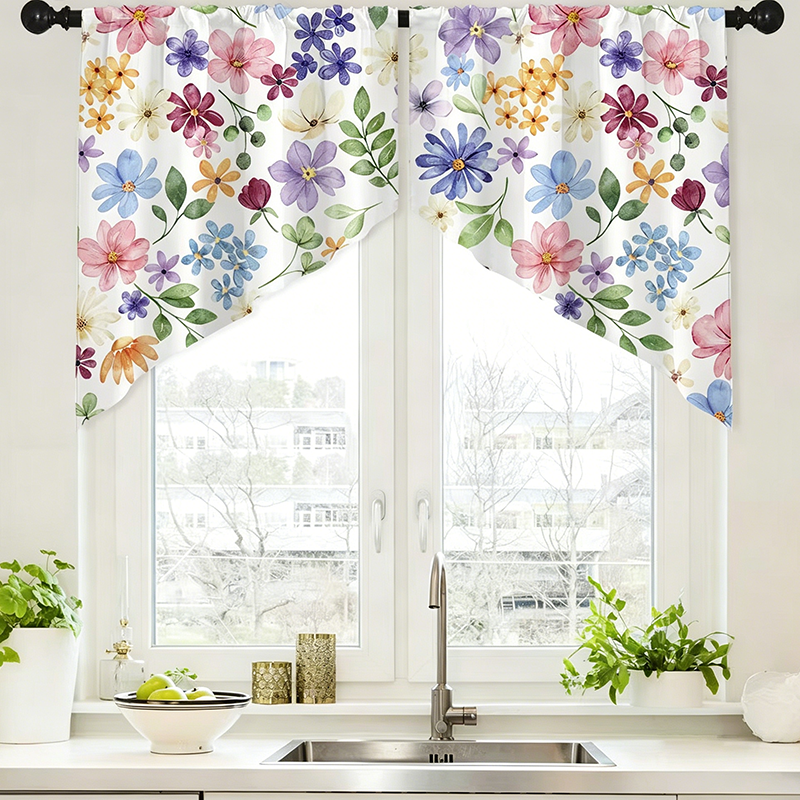 🌿 Botanical Print Rod Pocket Window Curtains 🌸