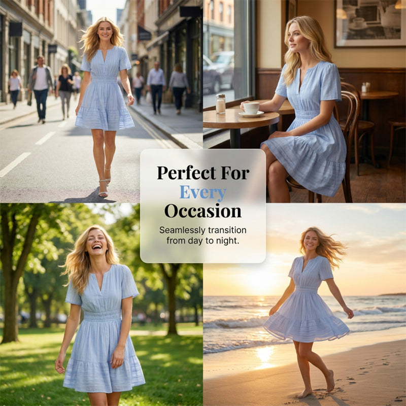 Women's Short Sleeve Tiered Mini Dress