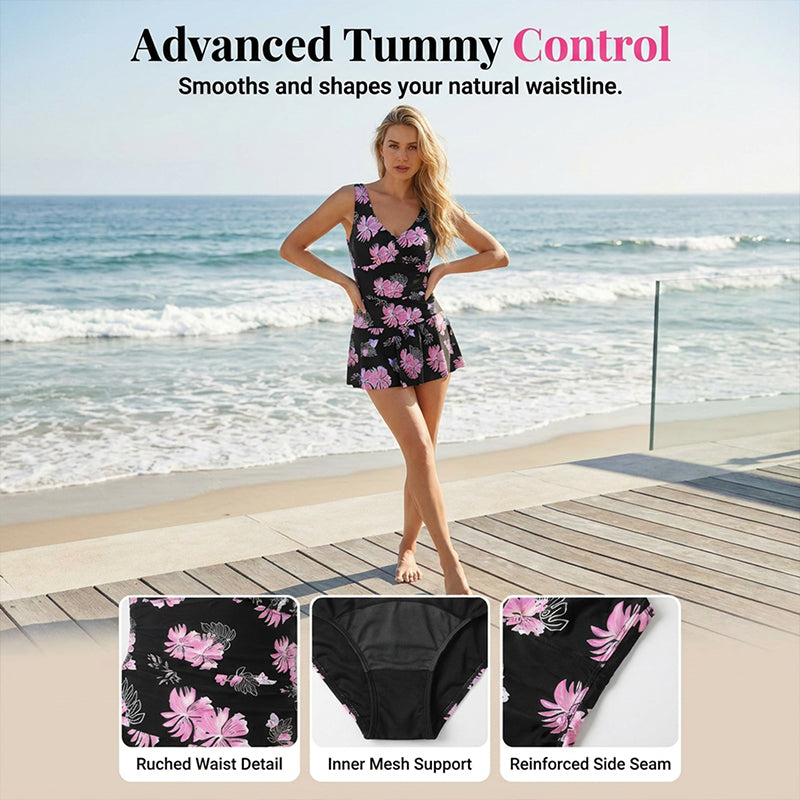 🌸Floral Swimdress Magic 💕Women's Floral Print One-Piece Swimdress