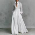 ✨ Elegant Pleated White High-Neck Maxi Dress