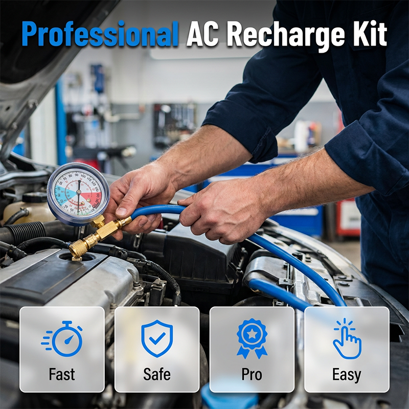 R134a AC Refrigerant Charging Hose with Gauge