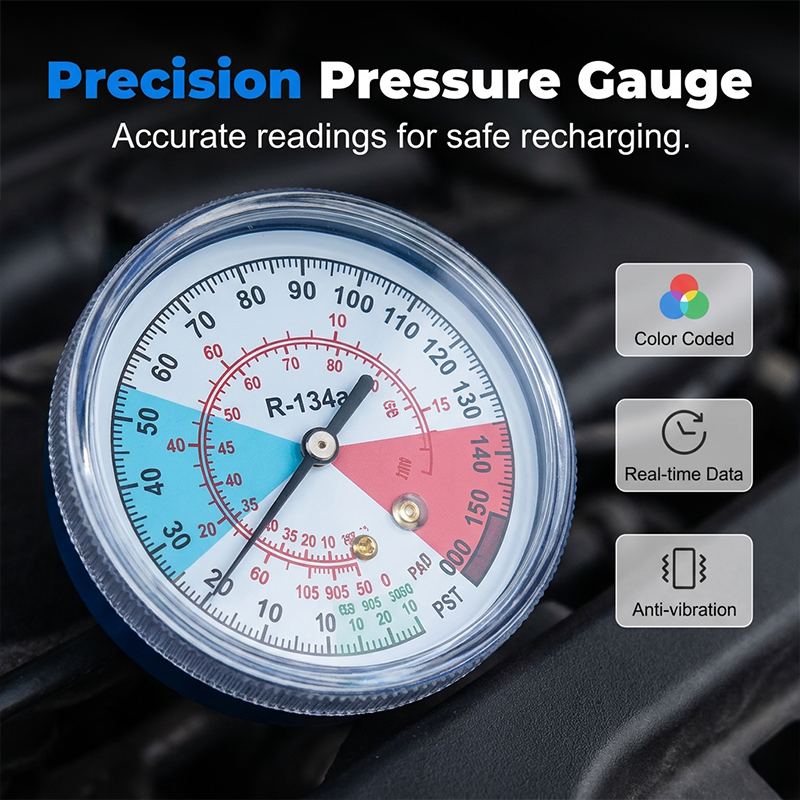 R134a AC Refrigerant Charging Hose with Gauge
