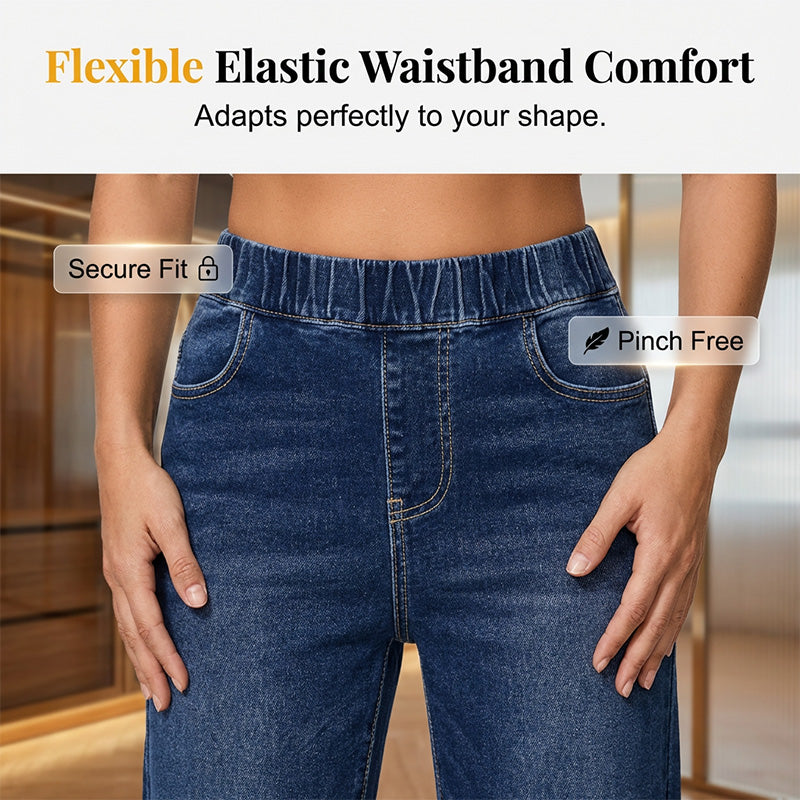 👖 LIMITED-TIME 50% OFF! ☁️ Women's Pull-On Wide-Leg Cropped Denim Jeans – Effortless Comfort, Elastic Waist, Chic Silhouette ✨
