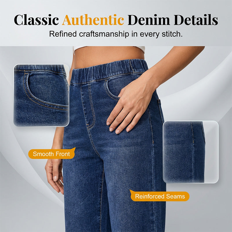 👖 LIMITED-TIME 50% OFF! ☁️ Women's Pull-On Wide-Leg Cropped Denim Jeans – Effortless Comfort, Elastic Waist, Chic Silhouette ✨
