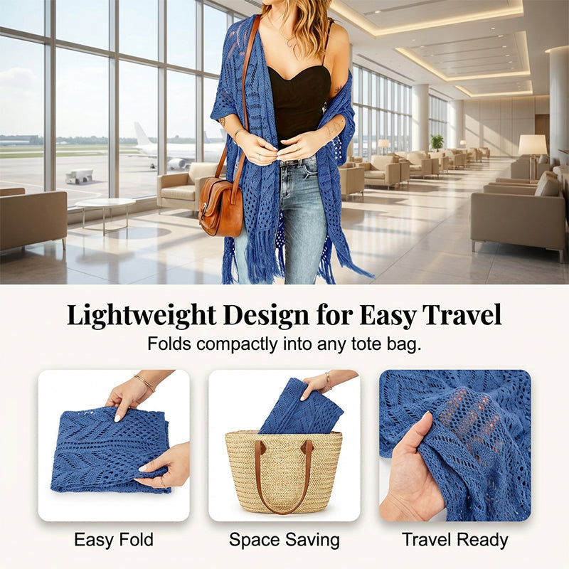⏳Time-Limited Special⏰Women's Open-Front Knit Cover-Up with Tassel Fringe – Bohemian & Lightweight – Beach Essential 🌴