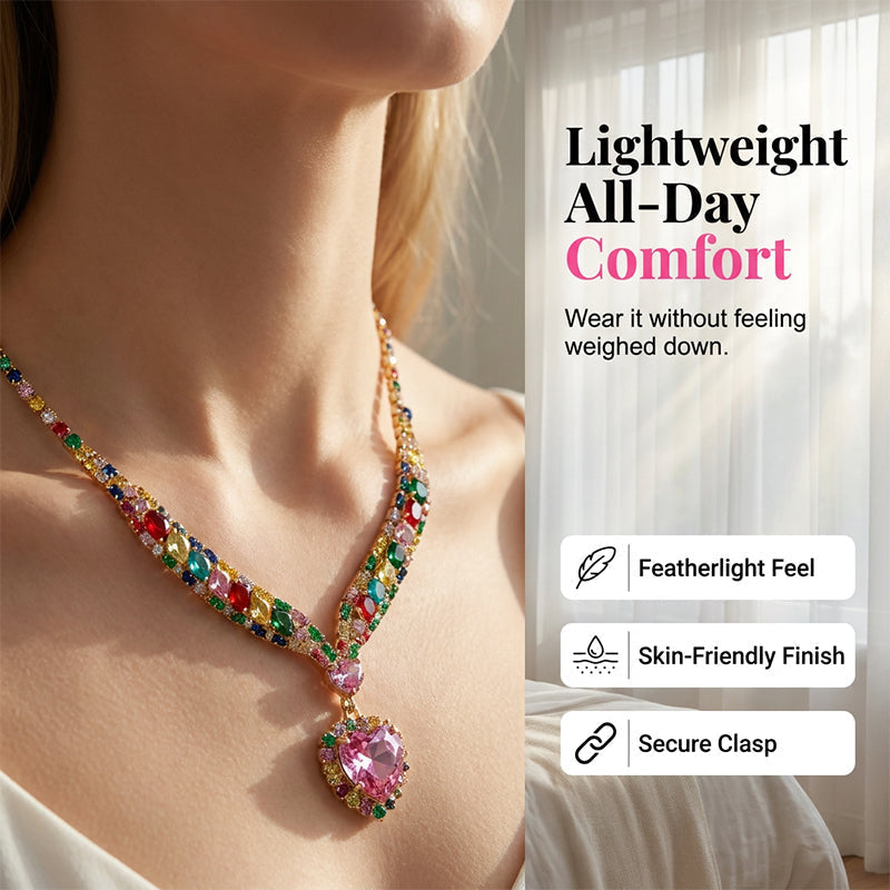 ✨ Sparkling Heart Jewelry Set – Necklace & Earrings, Elegant, Lightweight 💖