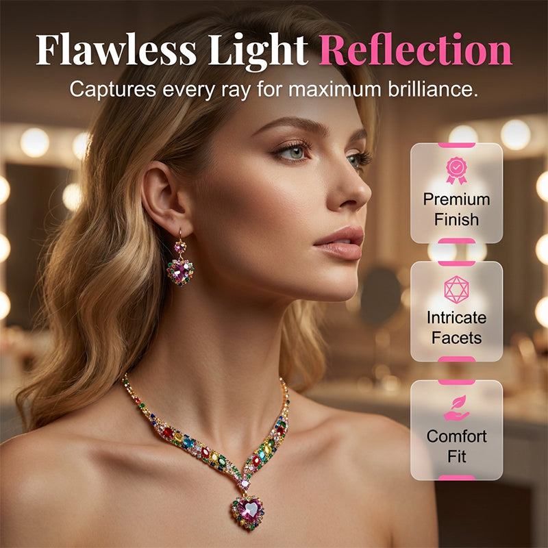 ✨ Sparkling Heart Jewelry Set – Necklace & Earrings, Elegant, Lightweight 💖