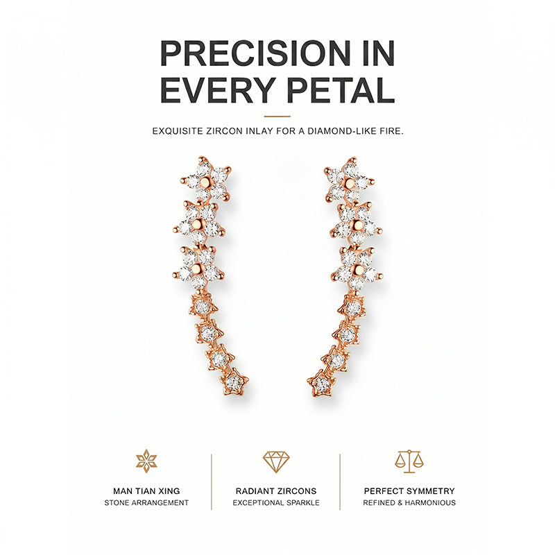 ⚡Starry Flower Rhinestone Ear Climber Earrings