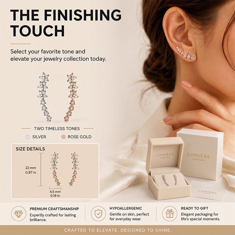 ⚡Starry Flower Rhinestone Ear Climber Earrings