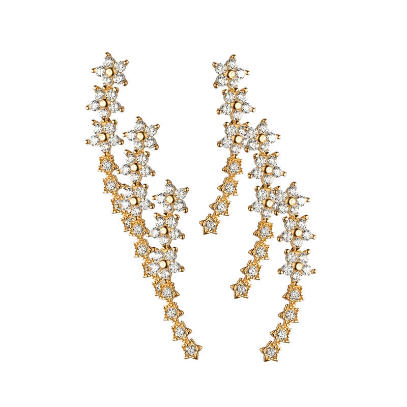 ⚡Starry Flower Rhinestone Ear Climber Earrings