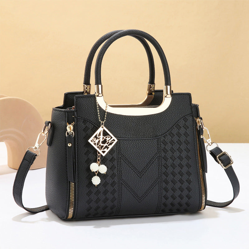 👜 LIMITED-TIME 50% OFF! ✨ Women's V-Stitched Satchel – Gold Hardware, Multi-Compartment, Top-Handle 🌸