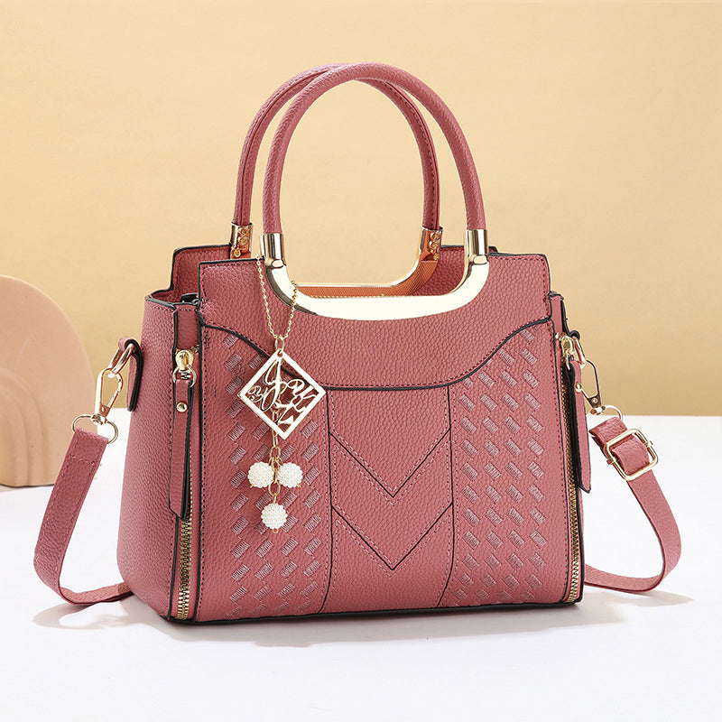 👜 LIMITED-TIME 50% OFF! ✨ Women's V-Stitched Satchel – Gold Hardware, Multi-Compartment, Top-Handle 🌸