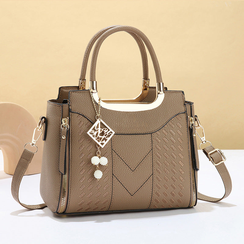 👜 LIMITED-TIME 50% OFF! ✨ Women's V-Stitched Satchel – Gold Hardware, Multi-Compartment, Top-Handle 🌸