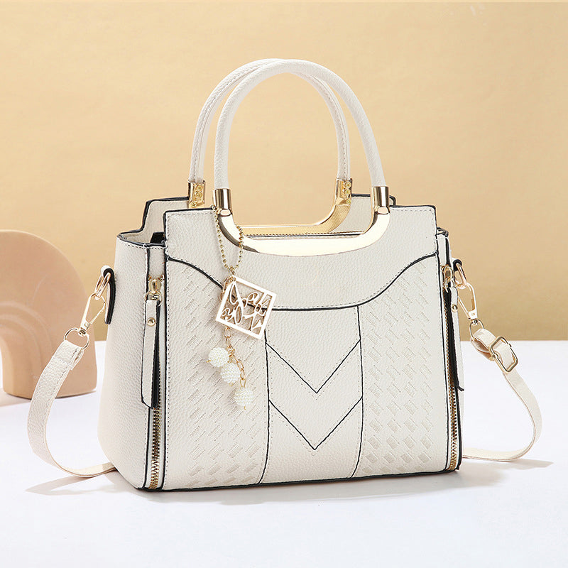 👜 LIMITED-TIME 50% OFF! ✨ Women's V-Stitched Satchel – Gold Hardware, Multi-Compartment, Top-Handle 🌸