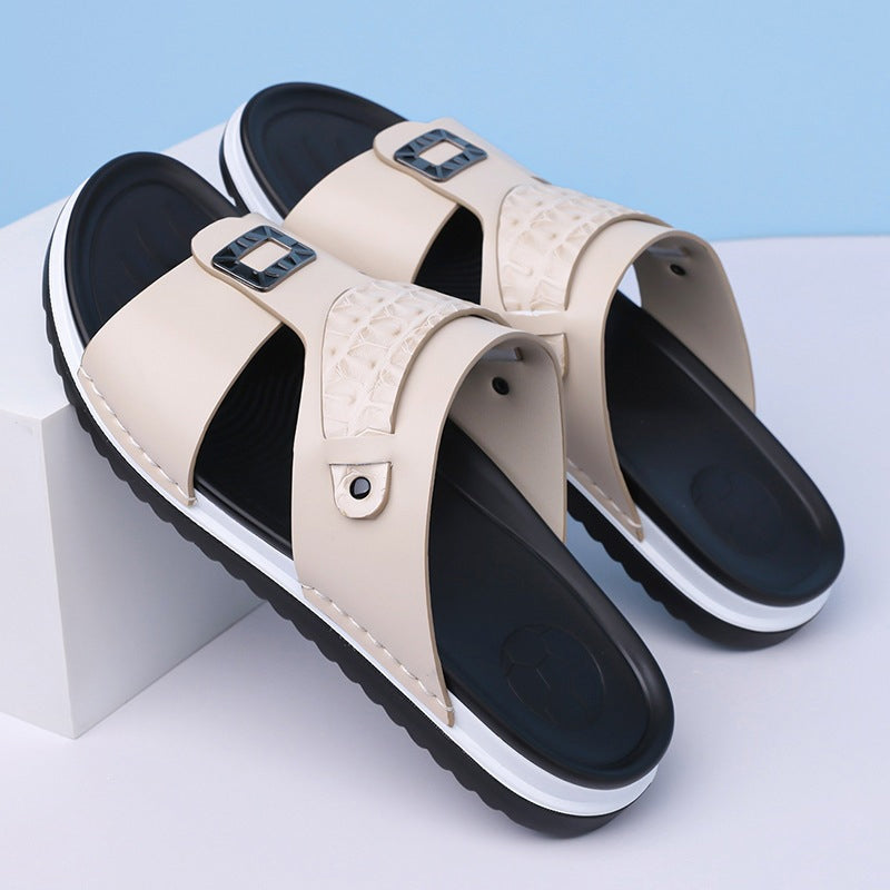 Men's Faux Leather Slip-On Sandals